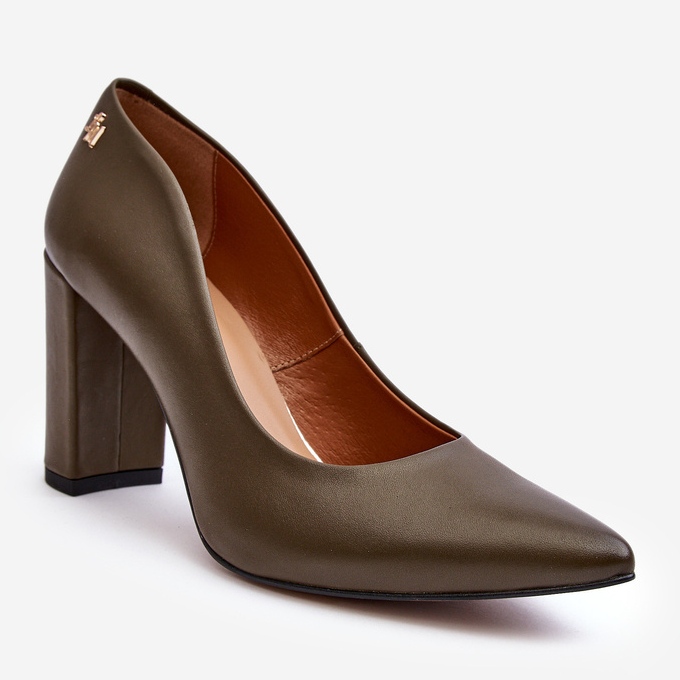 Nahkapumput korkokengossa Laura Messi 2624/227 Tummanvihreä 1