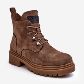 Sergio Leone Naisten matalat, lämpimät saappaat vetoketjulla, tumma beige Cameronia 1