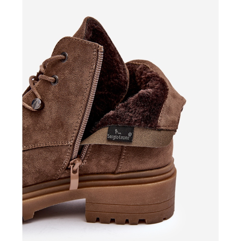 Sergio Leone Naisten matalat, lämpimät saappaat vetoketjulla, tumma beige Cameronia 2