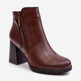 Sergio Leone Naisten korkeakorkoiset nilkkurit vetoketjuilla, ruskea ryelle 1