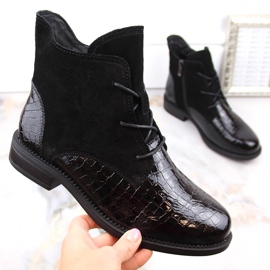 Nahkainen patentoitu mokkanahka eristetty musta saappaat T.Sokolski 722 1