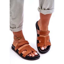 Joia Naisten nahkaiset klassiset varvastossut tarranauhalla, ruskea 3