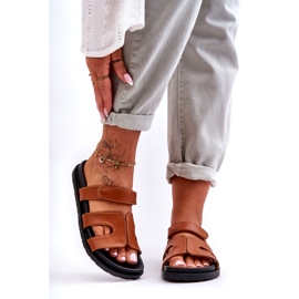 Joia Naisten nahkaiset klassiset varvastossut tarranauhalla, ruskea 2