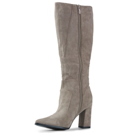 Naisten polvisaappaat beige 1