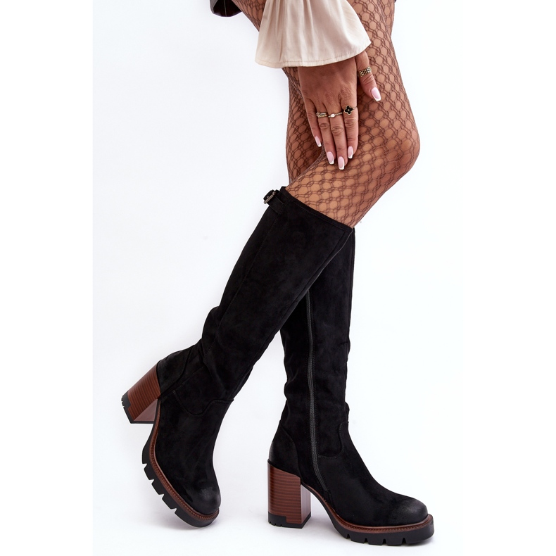 Vinceza Naisten mustat Alzeta-eristetyt paksut korkokengät 2