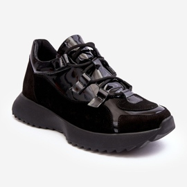 Patenttinahkaiset naisten urheilukengät M01/2 Zazoo Musta 1