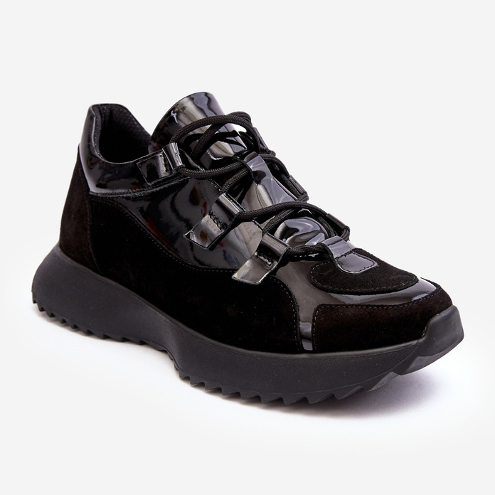 Patenttinahkaiset naisten urheilukengät M01/2 Zazoo Musta 1