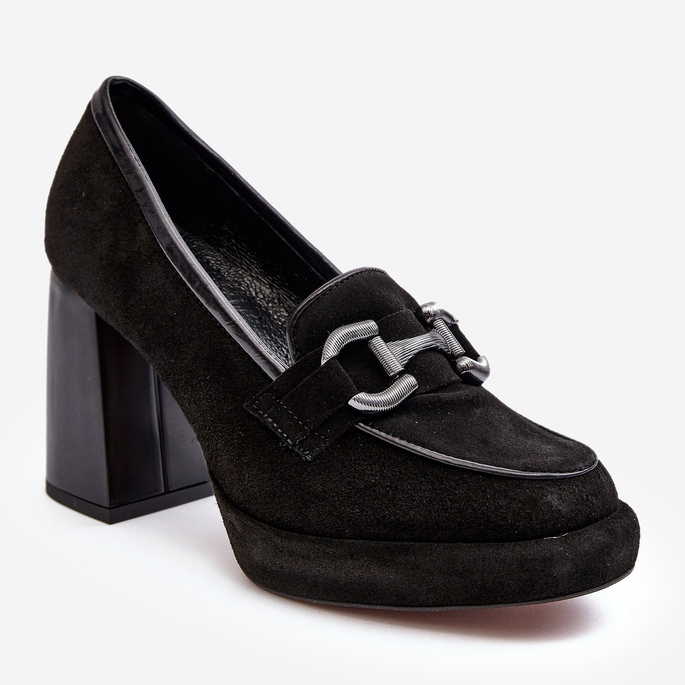 Nahkapumput massiivisessa korkokennossa Laura Messi 2706 musta 1