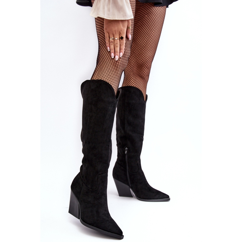 Muodikkaat Delian mustat mokkanahkaiset cowboysaappaat 2