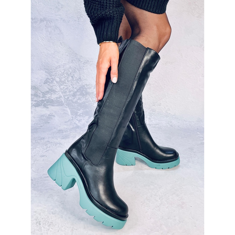 Woods BLACK/GREEN saappaat värillisillä pohjalla musta 1