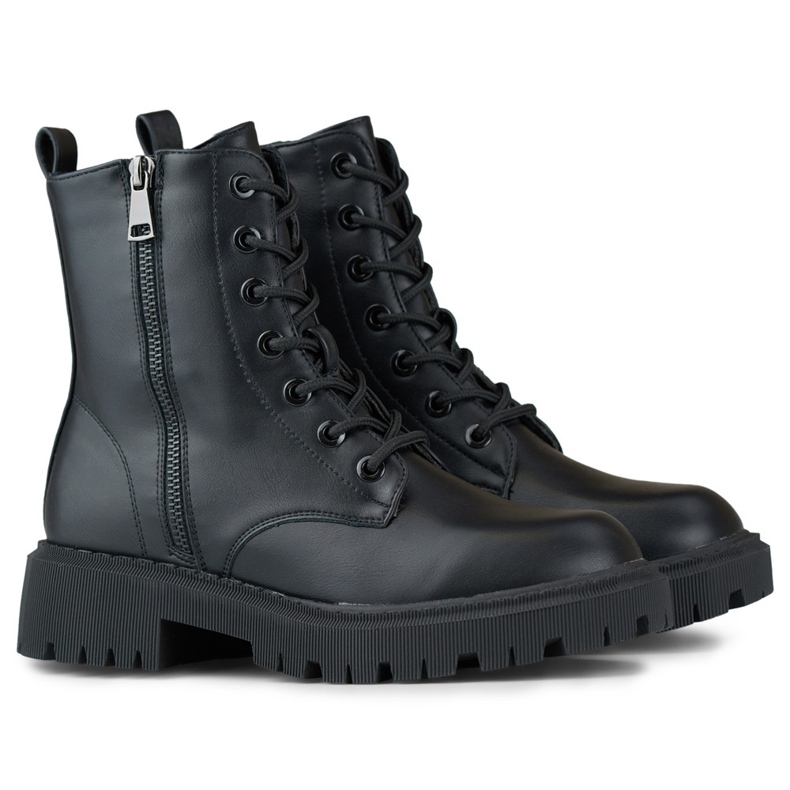 Naisten mustat eco-nahkaiset nilkkurit 1