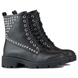 Naisten rock-työläiset eko-nahasta musta 1