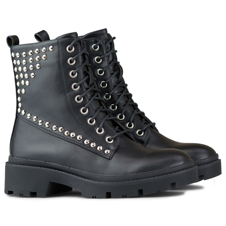 Naisten rock-työläiset eko-nahasta musta 1