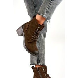 Naisten mokkanahkan ruskeat nauhalliset nilkkurit 2