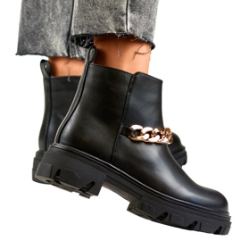 Naisten nilkkurit, joiden ketju on valmistettu ekologisesta nahasta musta 2