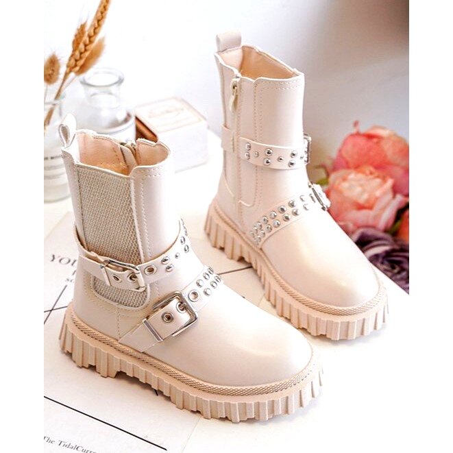 Adeneian beigenväriset tyttöjen vetoketjulliset nilkkurit 2