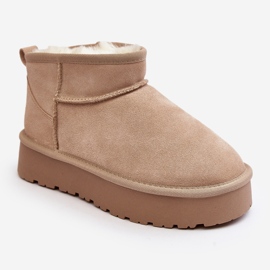 Muodikkaat mokkanahkaiset Low Snow Boots Vaalea beige Nucca 2