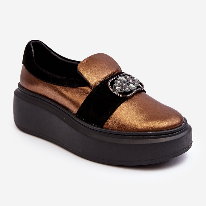 Naisten nahkakengät alustalla koristeella Laura Messi 2697/744-300 Gold kultainen 1