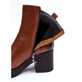 Lemar Littosa Lemar Littosa Nahkaiset nilkkurit massiivisella kantapäällä vetoketjuilla ruskea 2