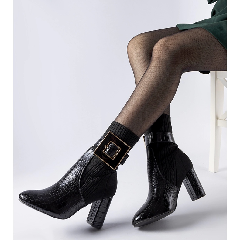 Enrice mustat eläinkuvioiset sukkasaappaat 2