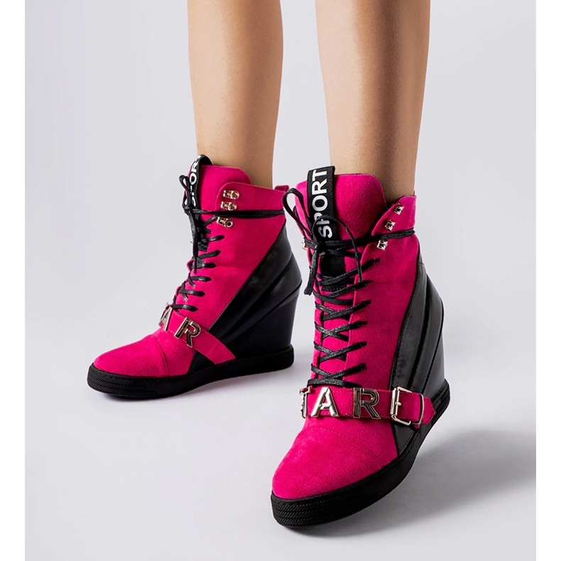 Vaaleanpunaiset ja mustat Pugliesi wedge-lenkkarit vaaleanpunainen 1