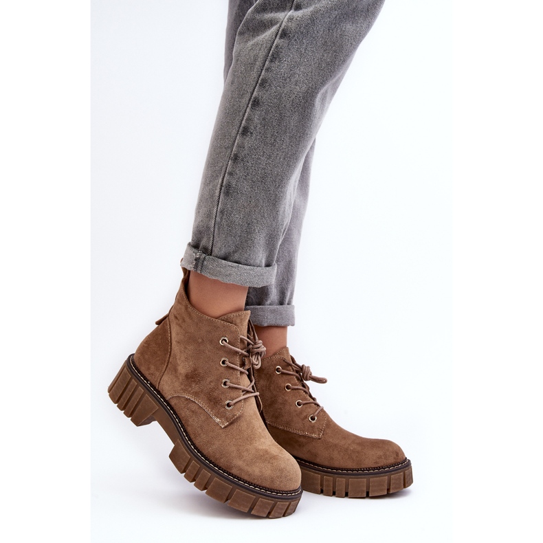 Sergio Leone Mokkanahkaiset, nauhalliset nilkkurit, tumma beige, Bjorg 2