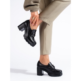 W. Potocki Potockin naisten mustat kengät leveällä korolla 1