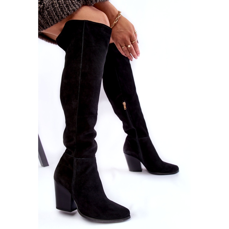 Lewski Shoes Naisten mokkanahkaiset korkeat saappaat Lewski 2833 musta 4