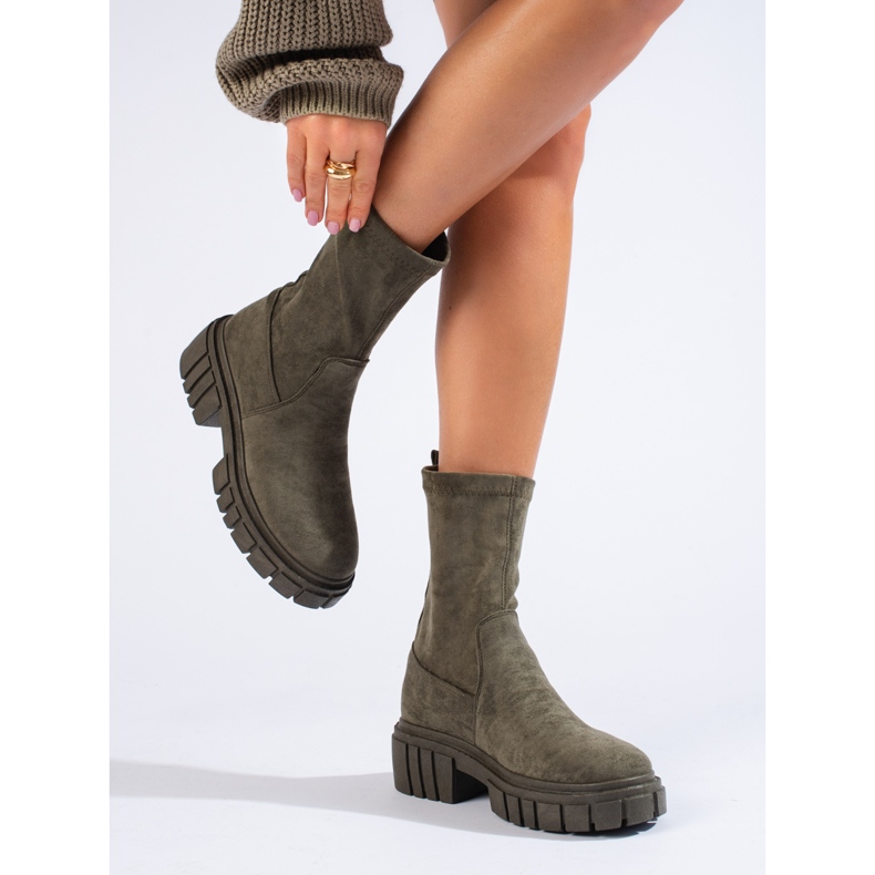 Shelovet naisten tummanvihreät mokkanahkanilkkurit 1