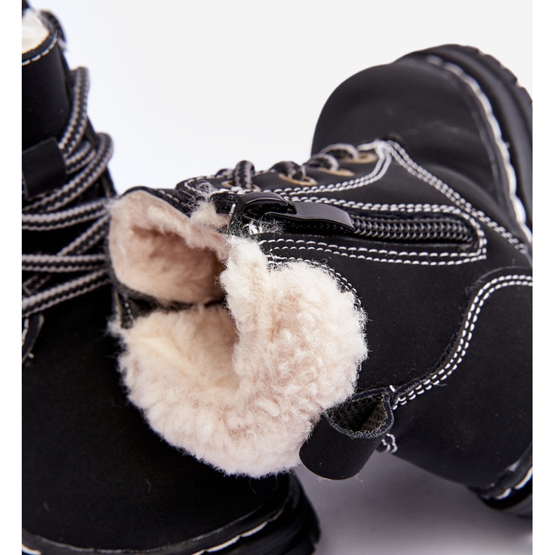 Lasten Trapper-saappaat vetoketjulla ja lampaannahalla, musta Marialee 2
