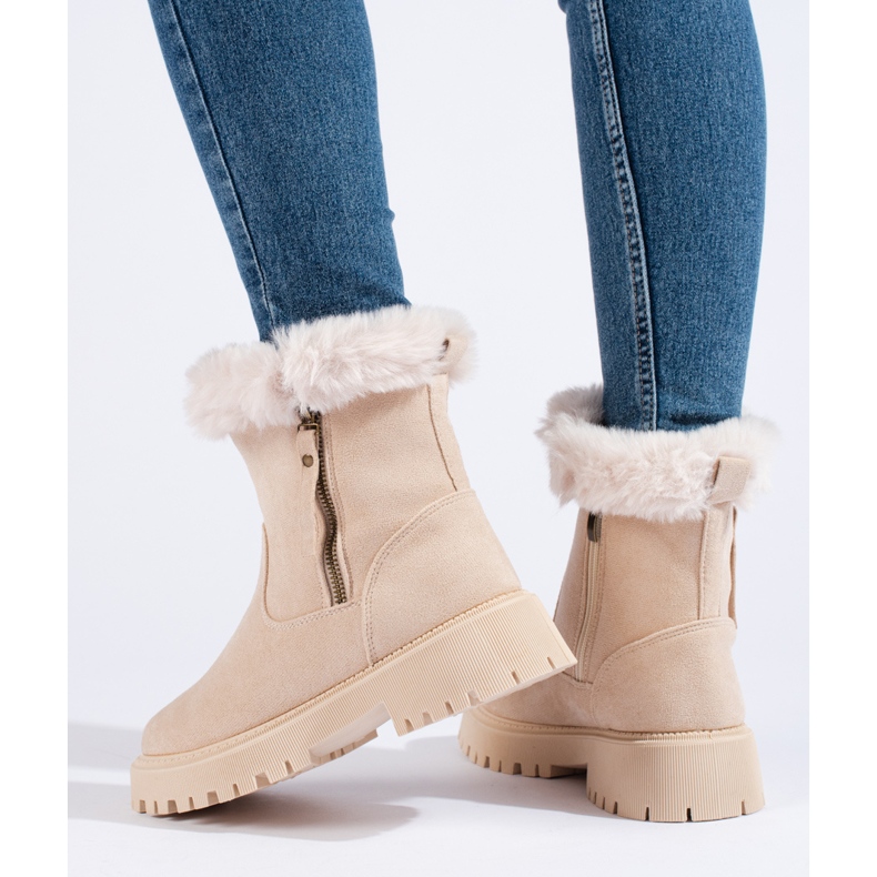 W. Potocki Potockin beigeniset mokkanahkanilkkurit turkisella 2