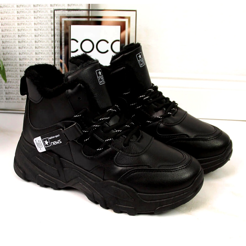 News Naisten eristetyt tennarit, lumisaappaat, mustat 3