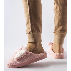 Vaaleanpunaiset lämpimät tossut rusetilla vaaleanpunainen 2