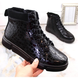 Mustat eristetyt naisten nahkasaappaat alustalla Filippo DBT4767 1