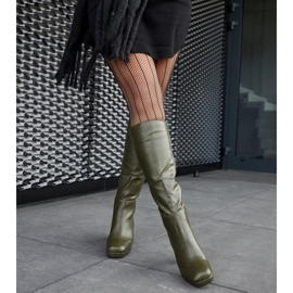 Biassonon vihreät saappaat neliömäisellä kärjellä 1