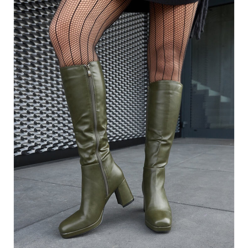 Biassonon vihreät saappaat neliömäisellä kärjellä 2