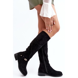 Eristetyt mokkanahkasaappaat tasakorkoisilla S.Barski HY07-31 Musta 2