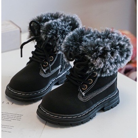 Lasten Trapper-saappaat vetoketjulla ja turkisella, Black Gerande musta 1