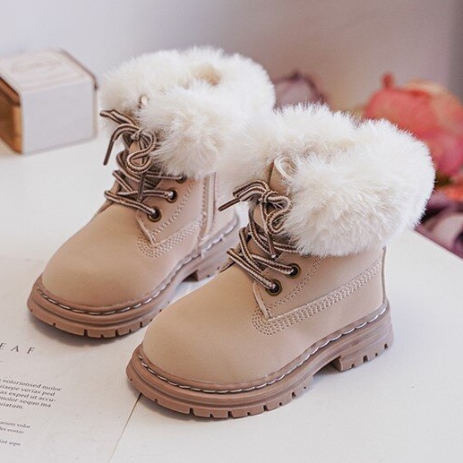 Lasten Trapper-saappaat vetoketjulla ja turkisella, beige Gerande 1