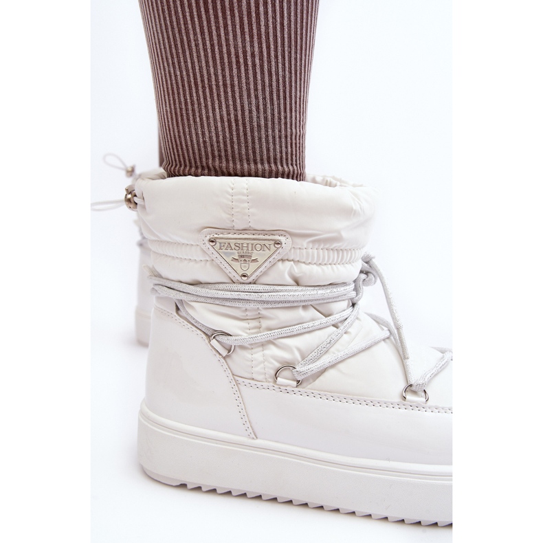 Naisten lumisaappaat, joissa nauhat, valkoinen fleure 1