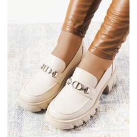 Beige mokkasiinit paksulla Brant-pohjalla 1