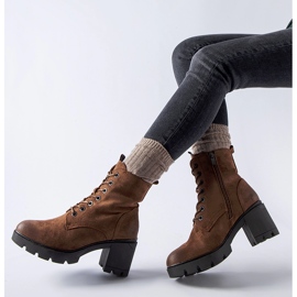 Romildan ruskeat mokkanahkaiset korkeakorkoiset nilkkurit musta 1