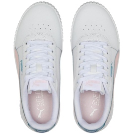 Puma Carina 2.0 Jr valko-vaaleanpunaiset lasten kengät 386185 05 valkoinen 2