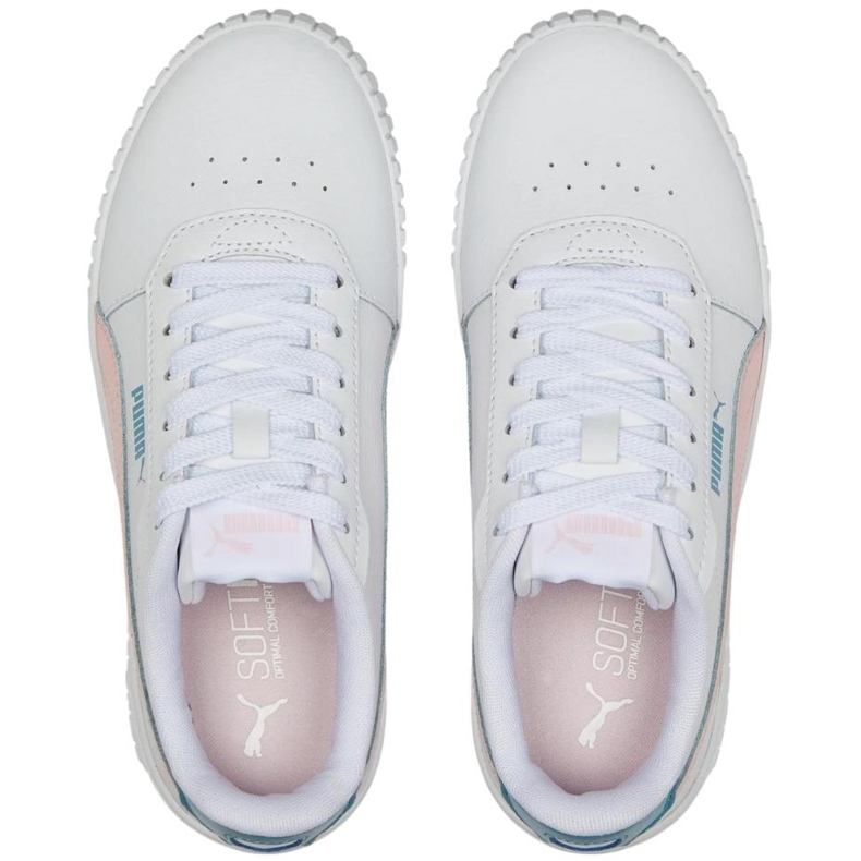 Puma Carina 2.0 Jr valko-vaaleanpunaiset lasten kengät 386185 05 valkoinen 2