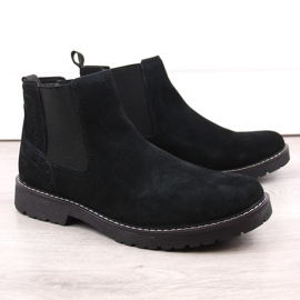 Miesten nahkaiset mokkanahkaiset Chelsea-saappaat, mustat slip-on Filippo MBT5003 1