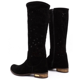 Olivier Naisten avoimet saappaat Mustat kukat 3