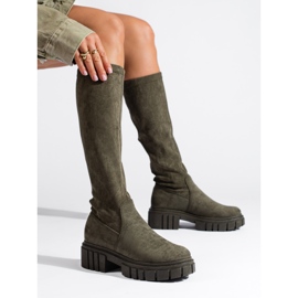 Shelovet tummanvihreät mokkanahkasaappaat 1