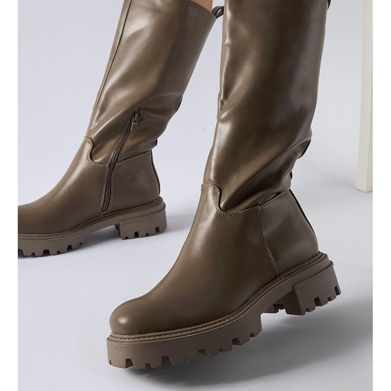 Ruskeat eristetyt Meanan tasaiset saappaat 1