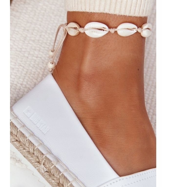 Nahkaiset espadrillot punotulla pohjalla Big Star HH274506 Valkoinen 1