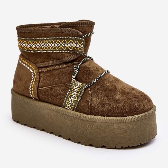 Naisten lumikengät paksussa pohjassa nauhoilla, vihreä Milson 1